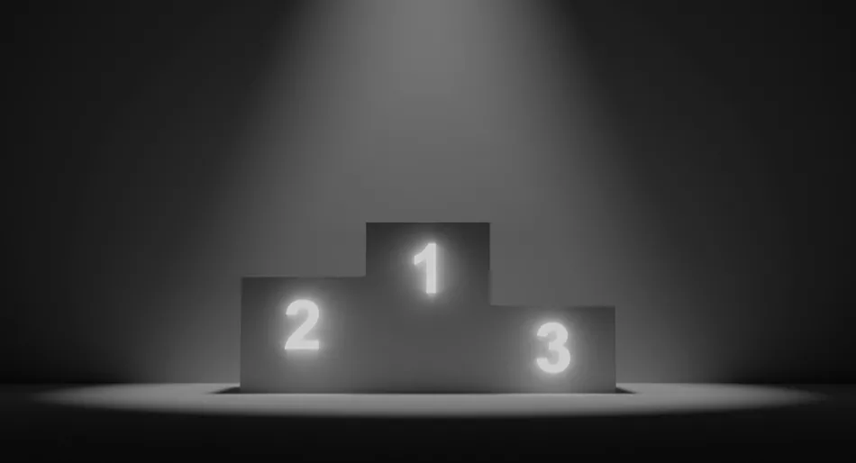 Un podium avec des marches pour les 1er, 2e et 3e gagnants.