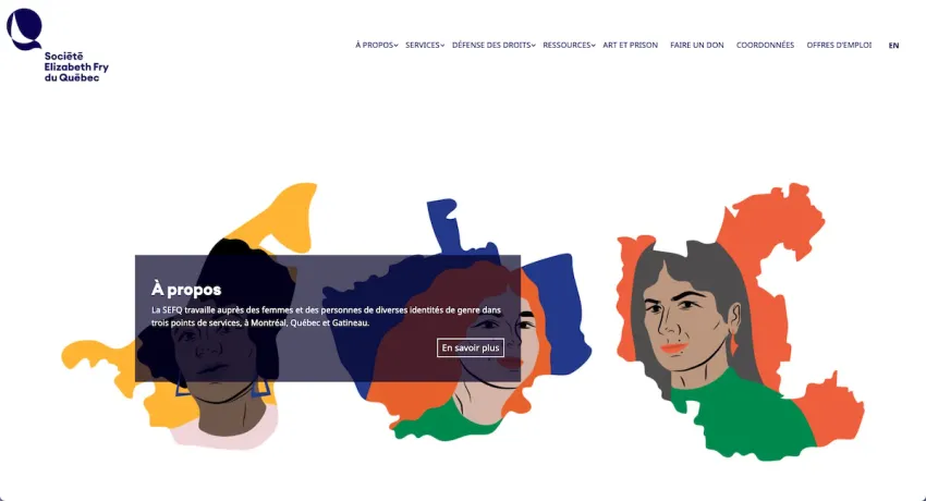 Page d'accueil du site web de la Société Elizabeth Fry du Québec
