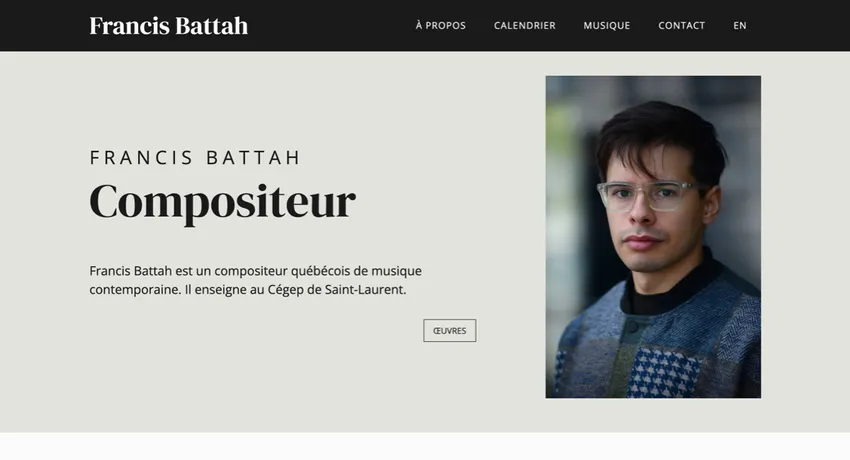 Page d'accueil du site de Francis Battah